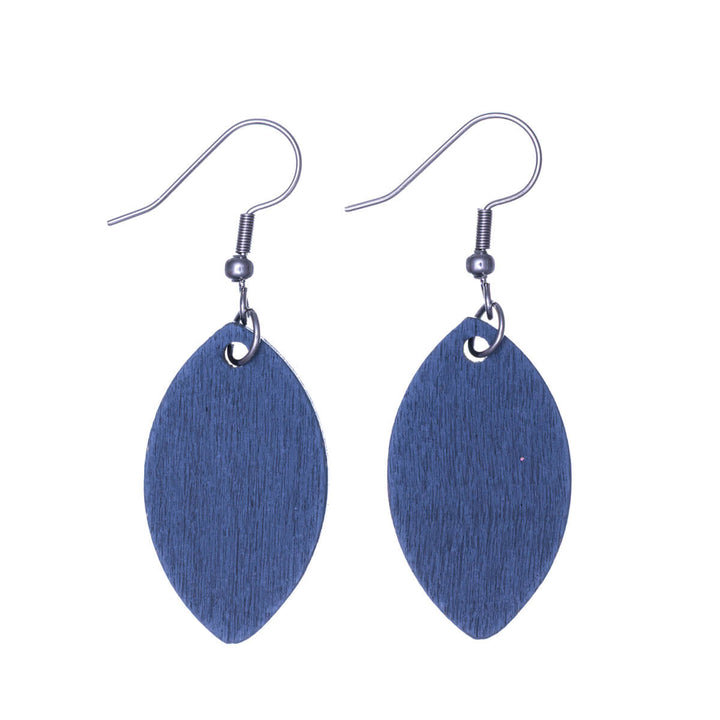 Wooden oval earrings (316L steel)