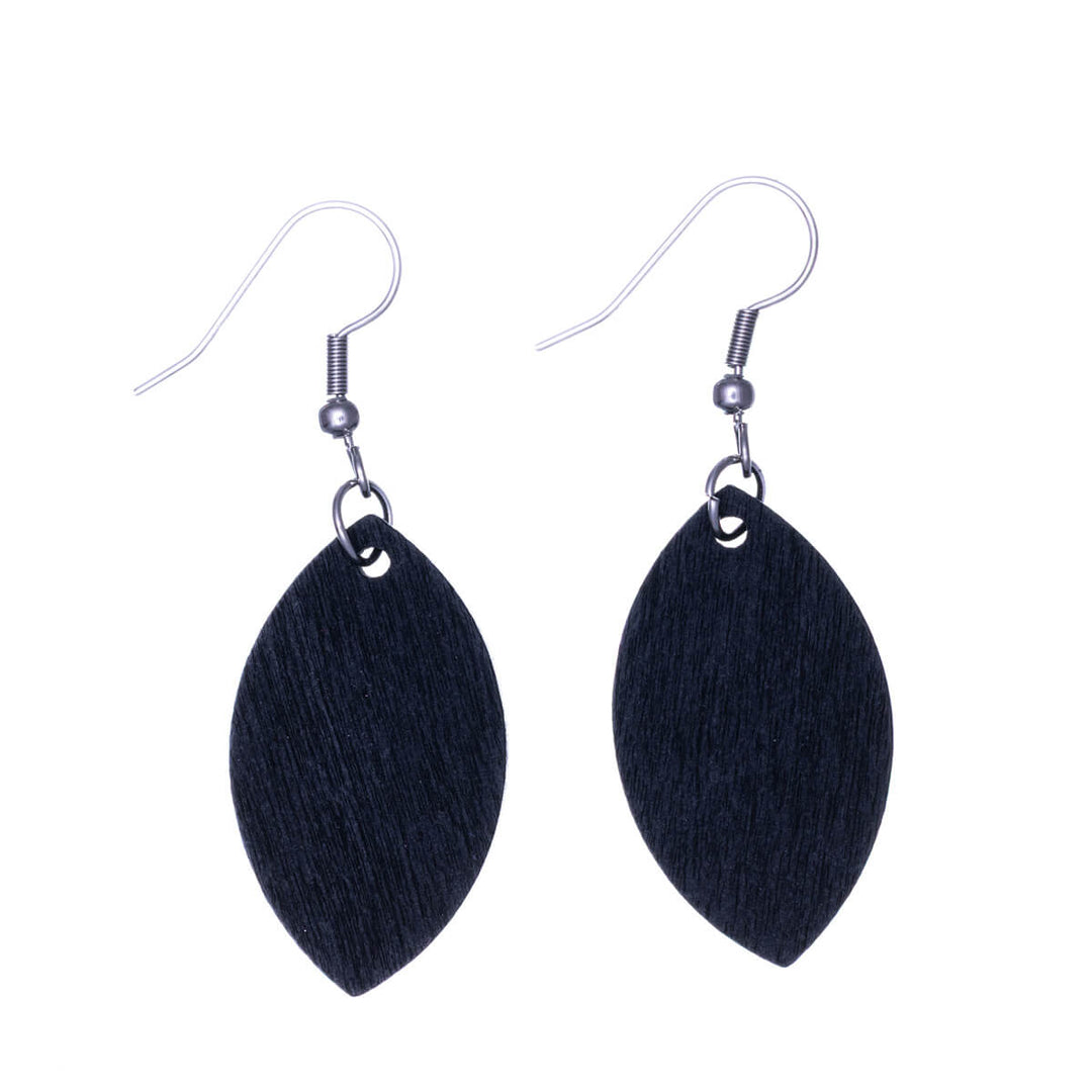 Wooden oval earrings (316L steel)