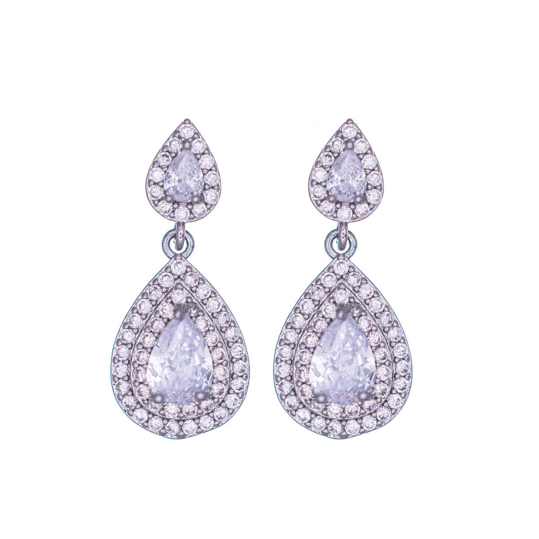 Two-piece drop zirconia earrings