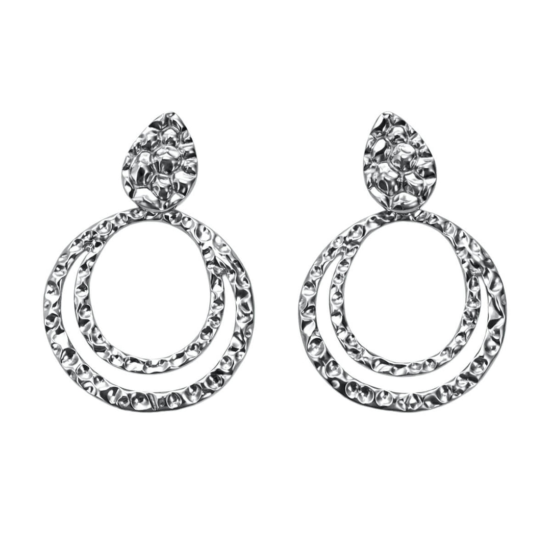 Forged-look double hoop earrings
