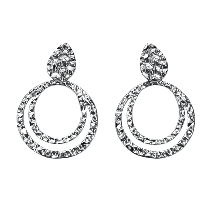 Forged-look double hoop earrings