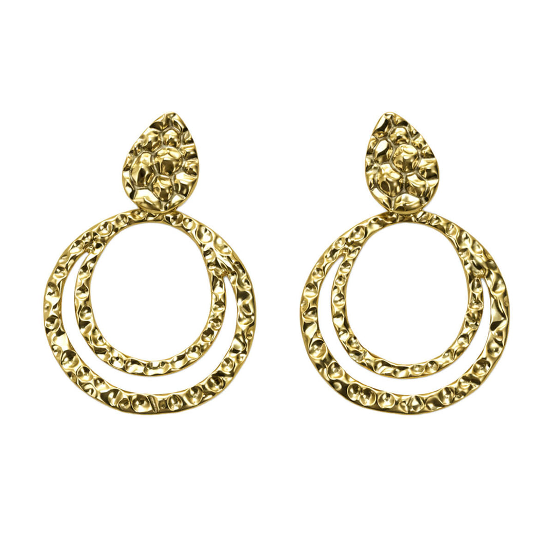 Forged-look double hoop earrings