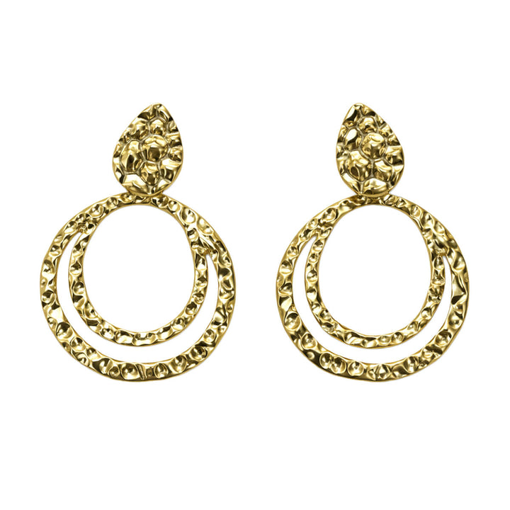 Forged-look double hoop earrings