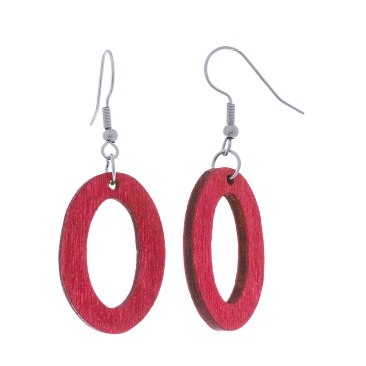 Wooden oval earrings - surgical steel (316L)
