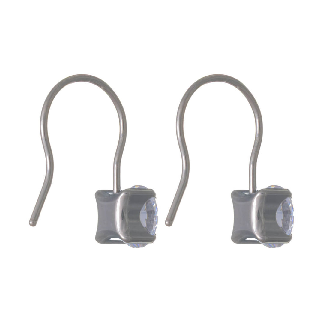 Zirconia earrings with hooks, 6 mm (Titanium G23)