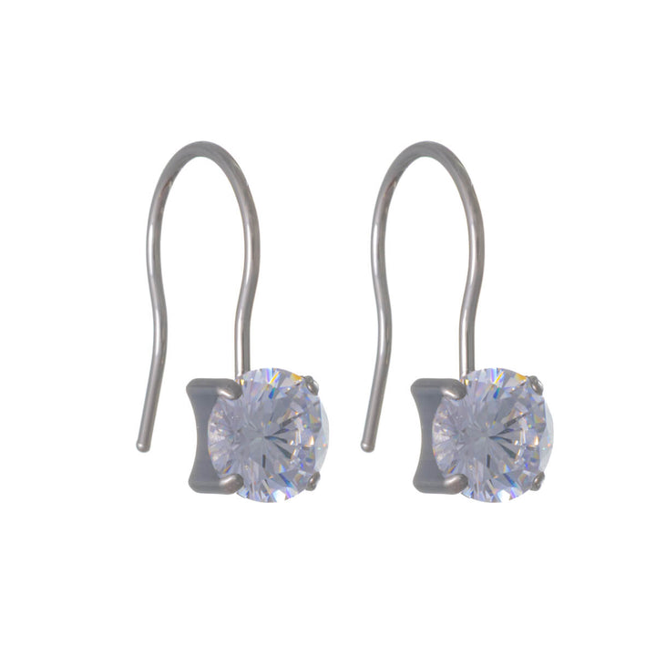 Zirconia earrings with hooks, 6 mm (Titanium G23)