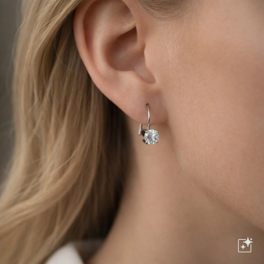 Zirconia earrings with hooks, 6 mm (Titanium G23)