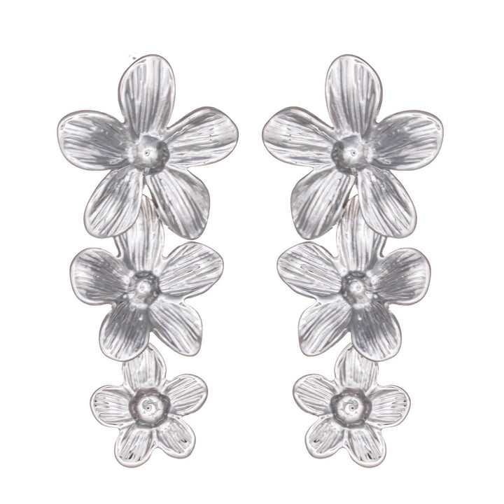 Stunning floral earrings – a dangling multi-flower design in steel