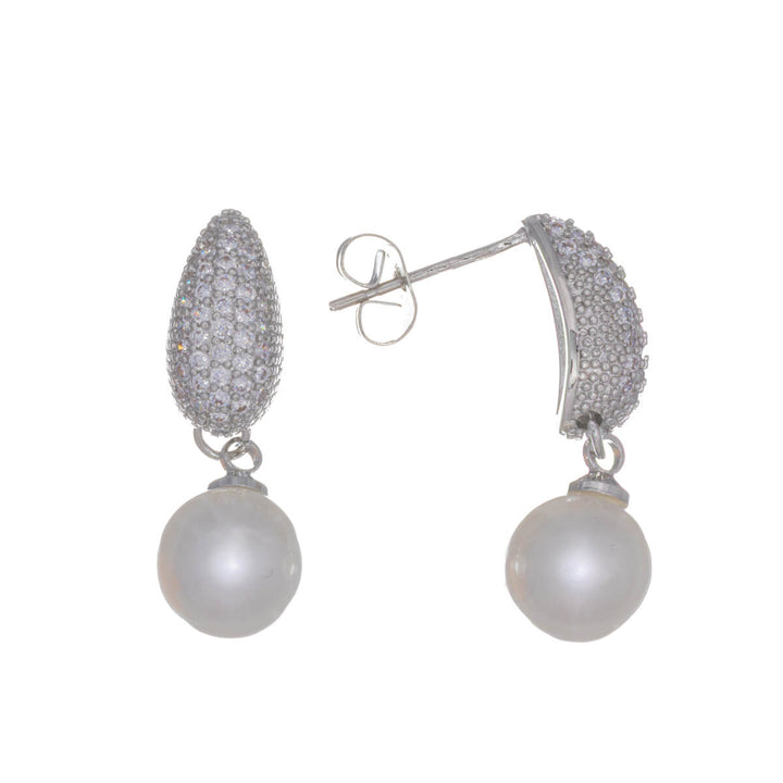 Pearl and zirconia earrings – delicate dangling party earrings