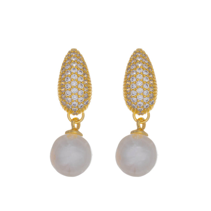 Pearl and zirconia earrings – delicate dangling party earrings