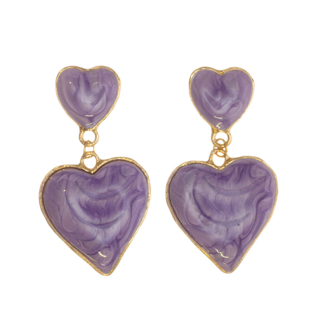 Colorful dangling heart earrings