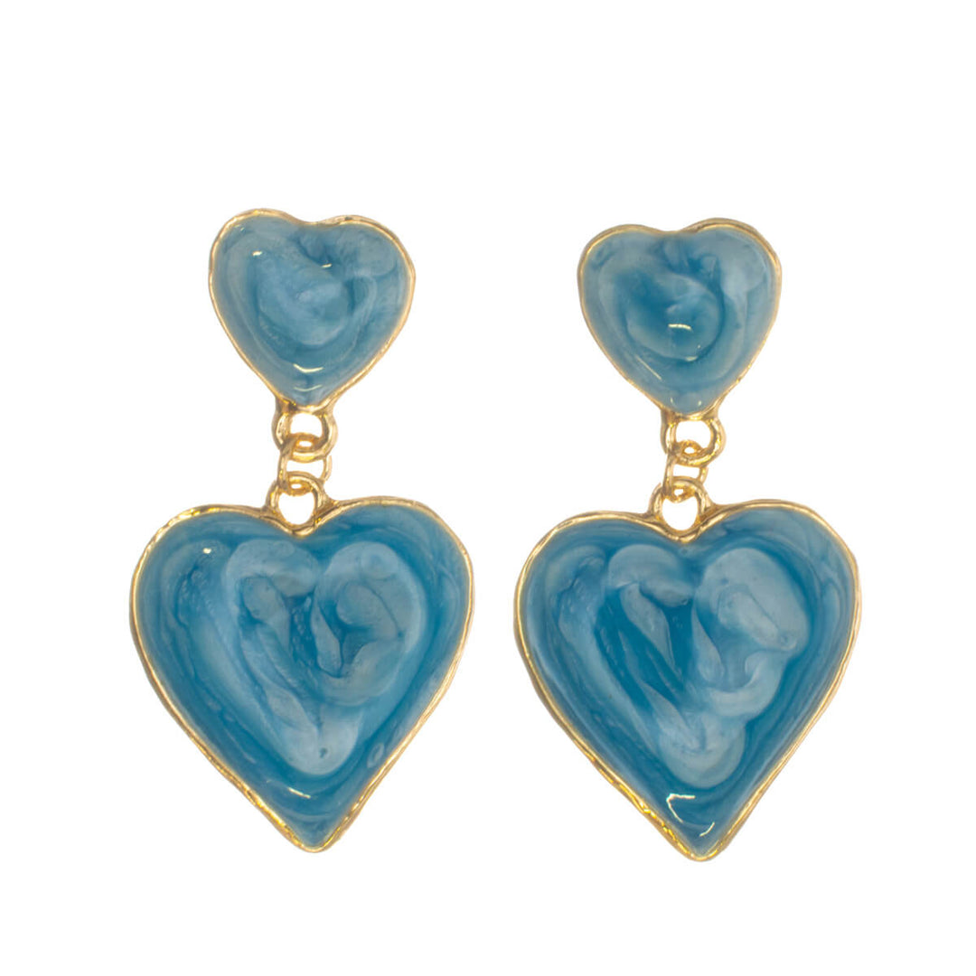 Colorful dangling heart earrings