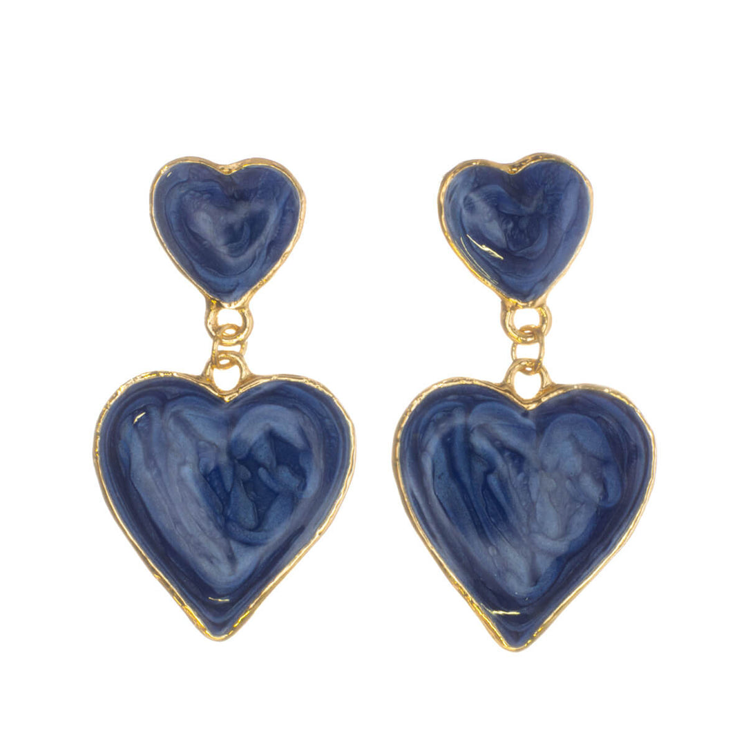Colorful dangling heart earrings