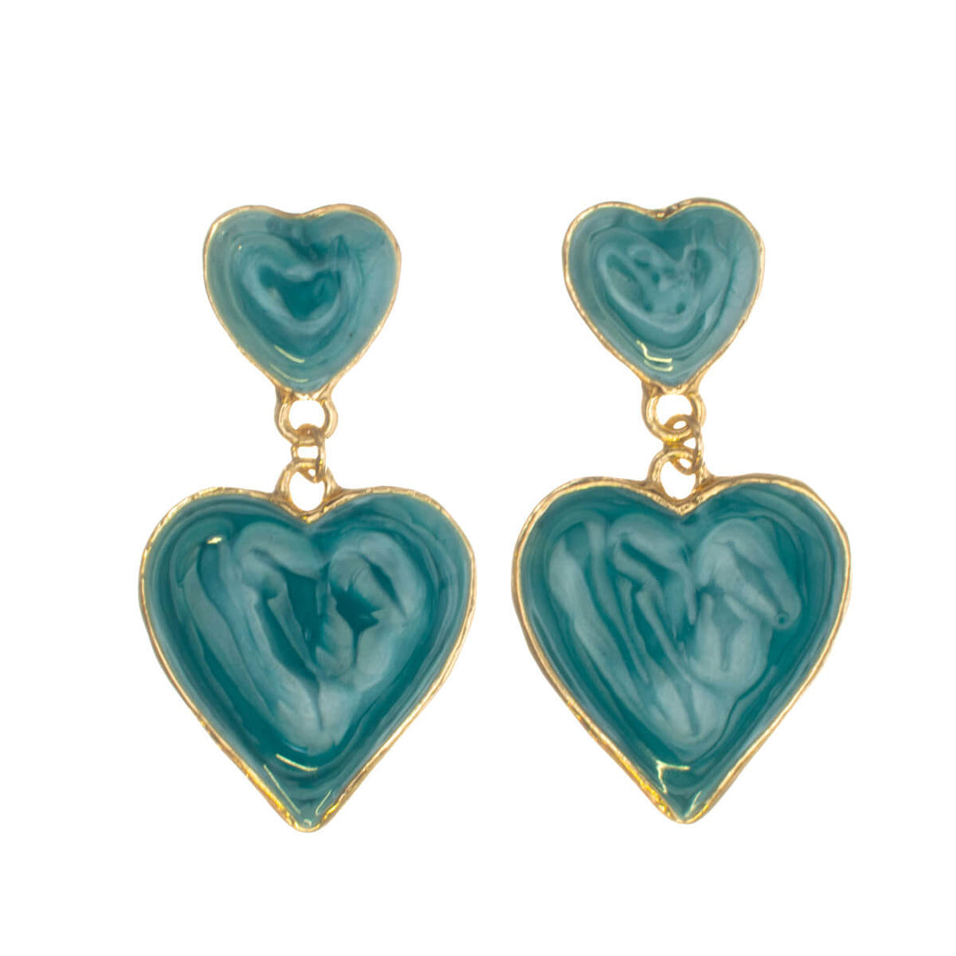 Colorful dangling heart earrings