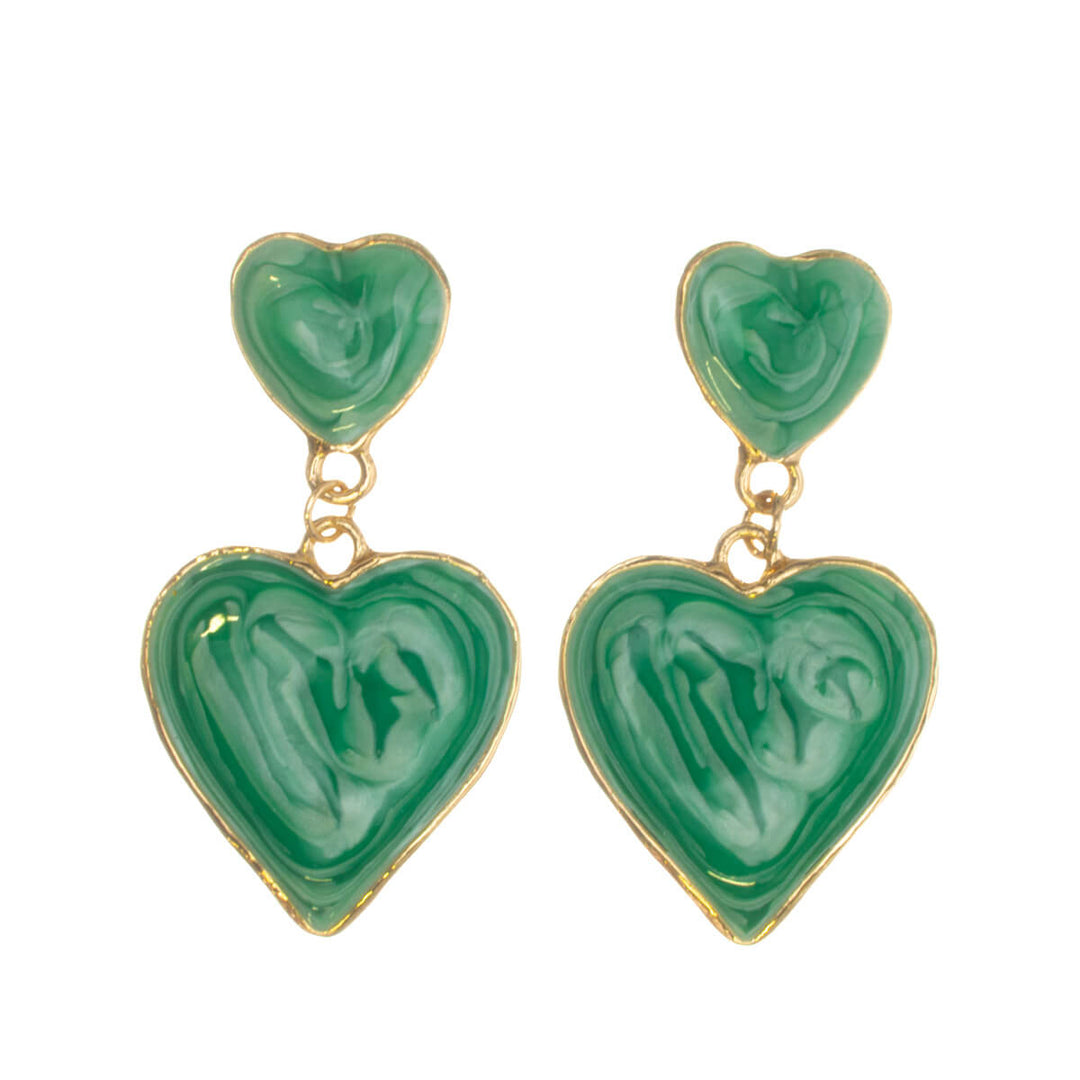Colorful dangling heart earrings