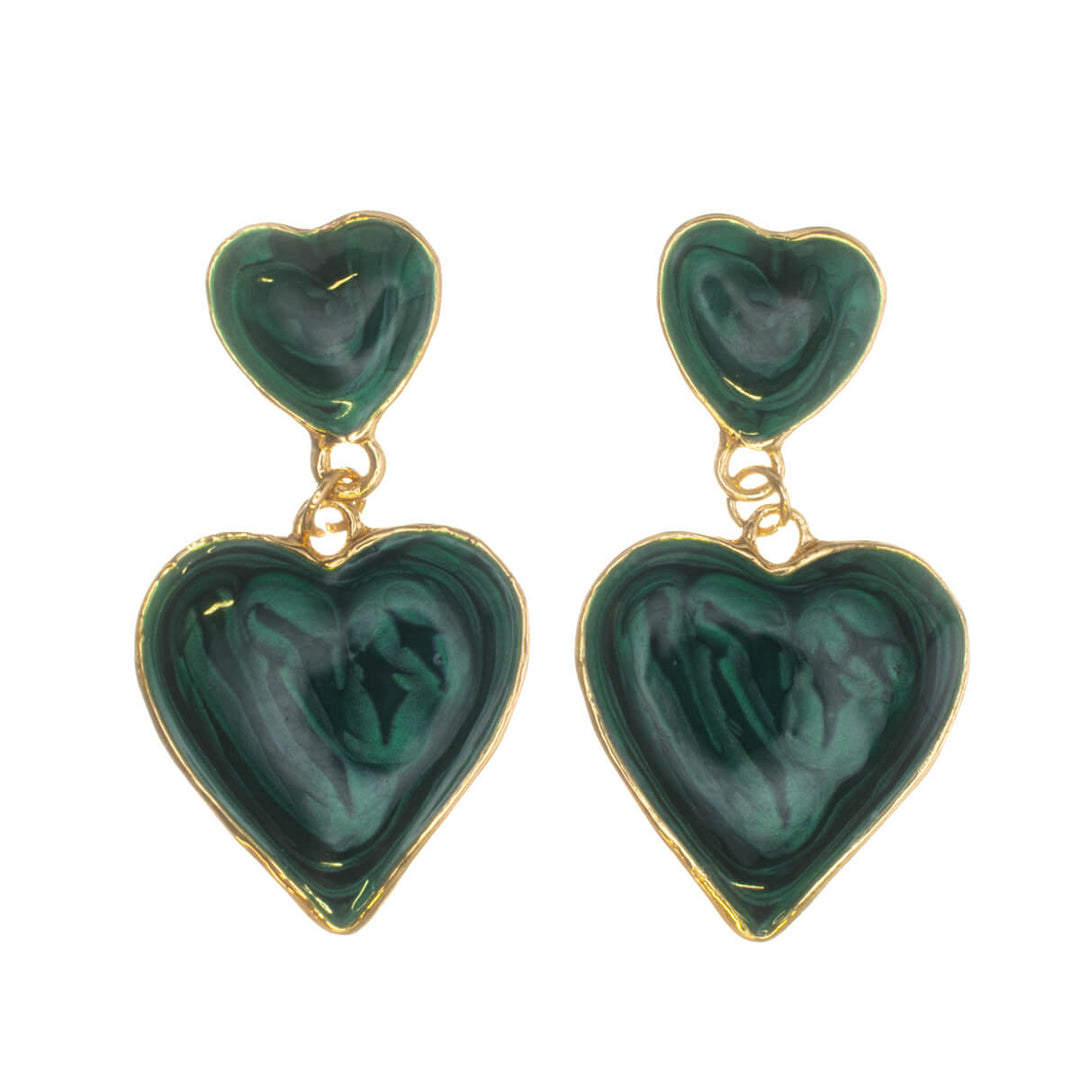 Colorful dangling heart earrings