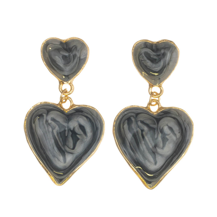Colorful dangling heart earrings