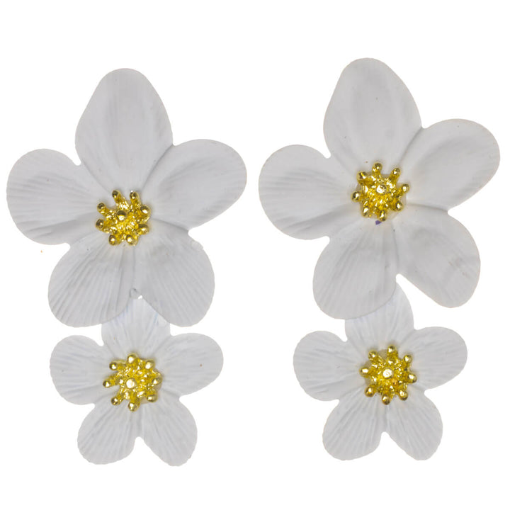 Colorful floral earrings – dangling multi-flower design (316L stainless steel)