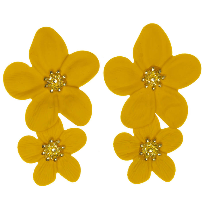 Colorful floral earrings – dangling multi-flower design (316L stainless steel)