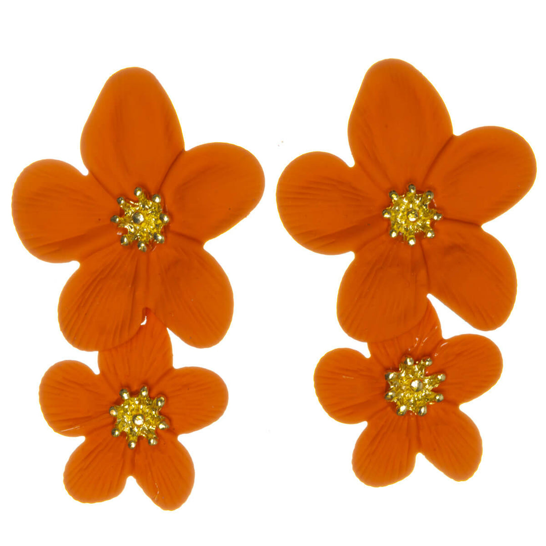 Colorful floral earrings – dangling multi-flower design (316L stainless steel)