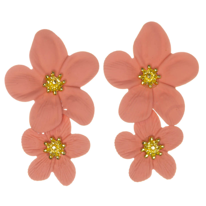 Colorful floral earrings – dangling multi-flower design (316L stainless steel)
