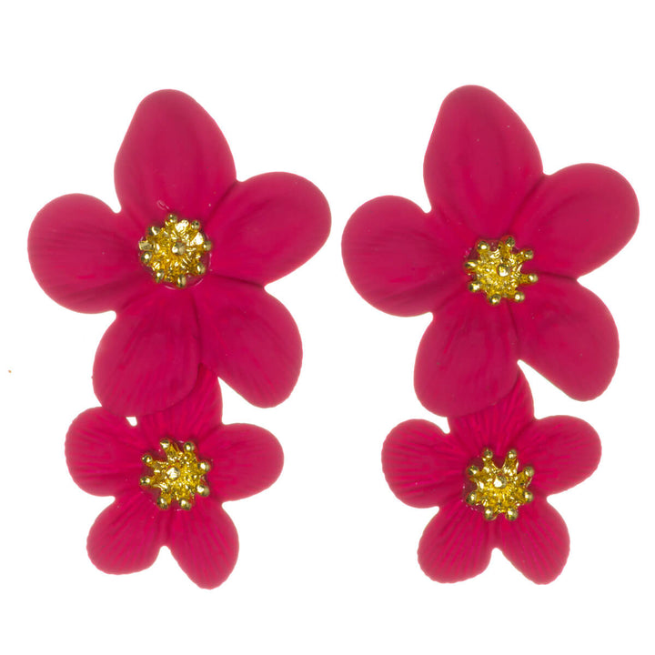 Colorful floral earrings – dangling multi-flower design (316L stainless steel)