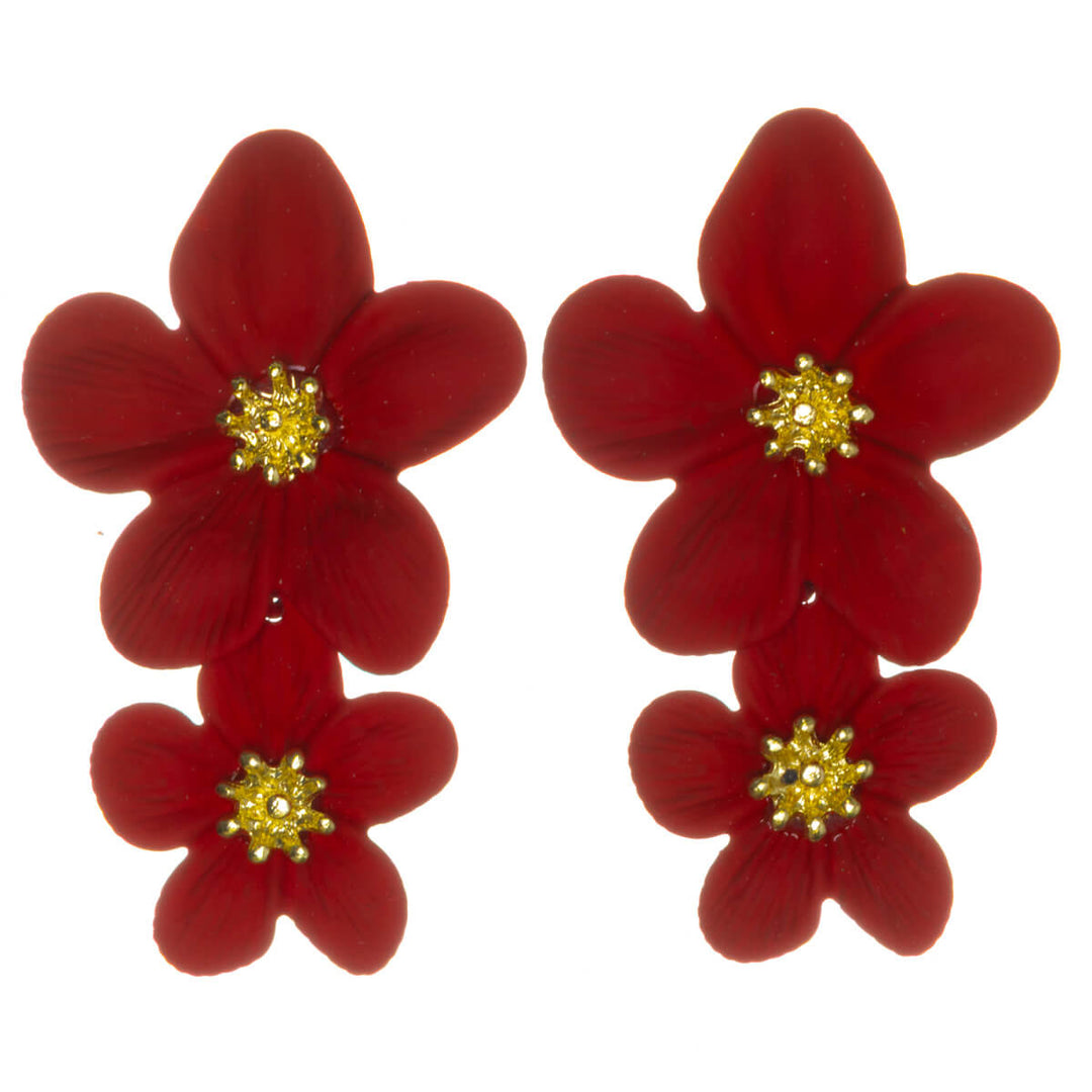 Colorful floral earrings – dangling multi-flower design (316L stainless steel)