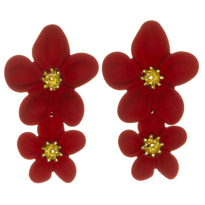 Colorful floral earrings – dangling multi-flower design (316L stainless steel)