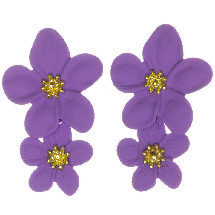 Colorful floral earrings – dangling multi-flower design (316L stainless steel)