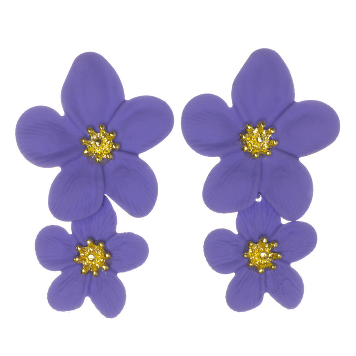 Colorful floral earrings – dangling multi-flower design (316L stainless steel)