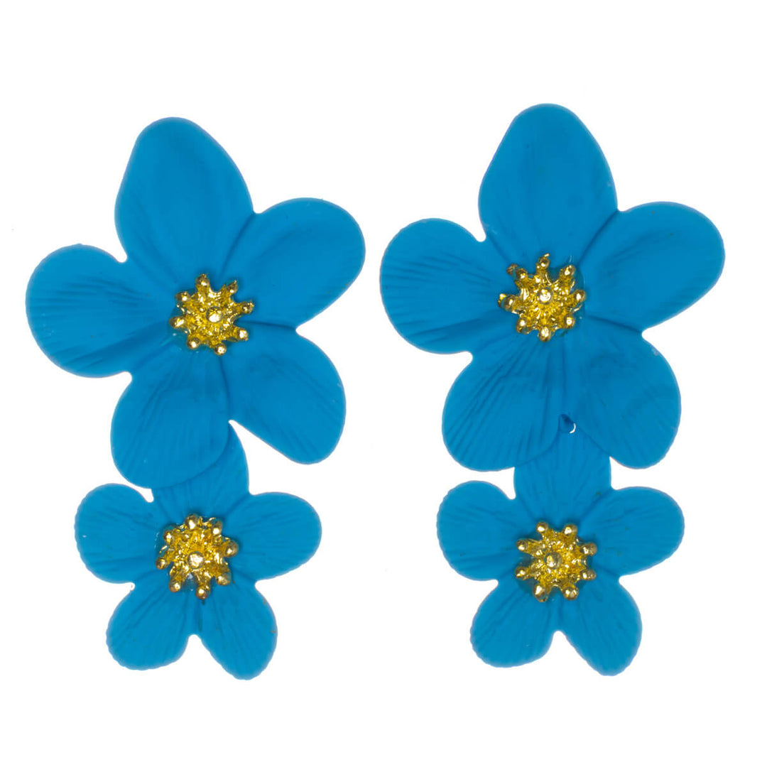 Colorful floral earrings – dangling multi-flower design (316L stainless steel)