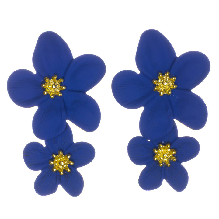 Colorful floral earrings – dangling multi-flower design (316L stainless steel)