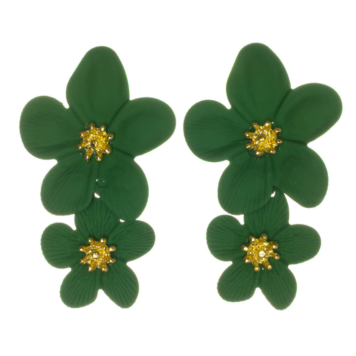 Colorful floral earrings – dangling multi-flower design (316L stainless steel)