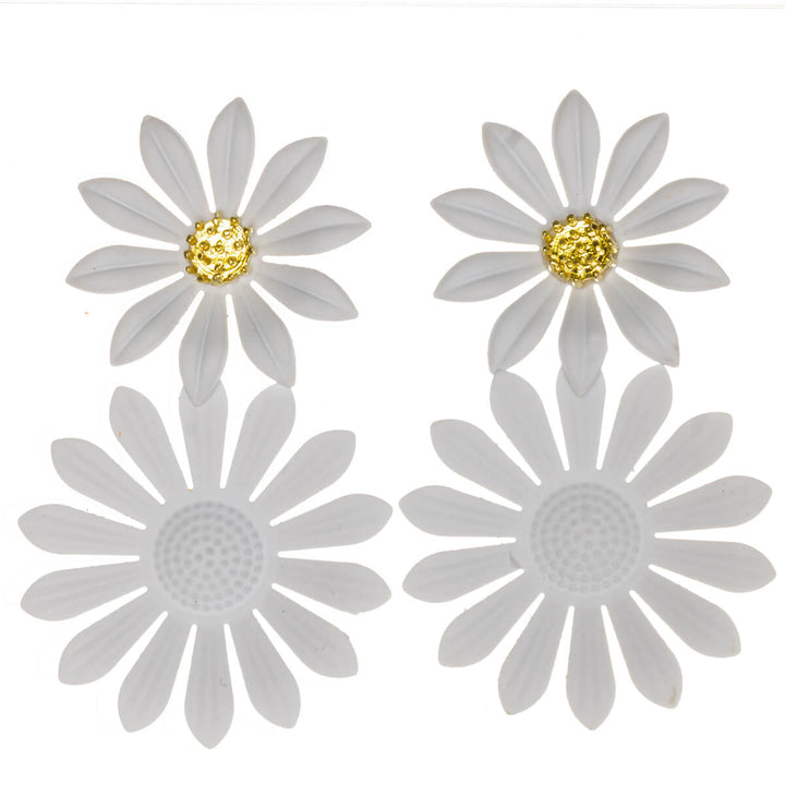 Colorful flower earrings – dangling design with narrow petals (316L stainless steel)
