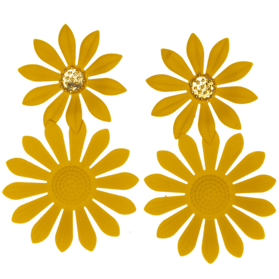 Colorful flower earrings – dangling design with narrow petals (316L stainless steel)