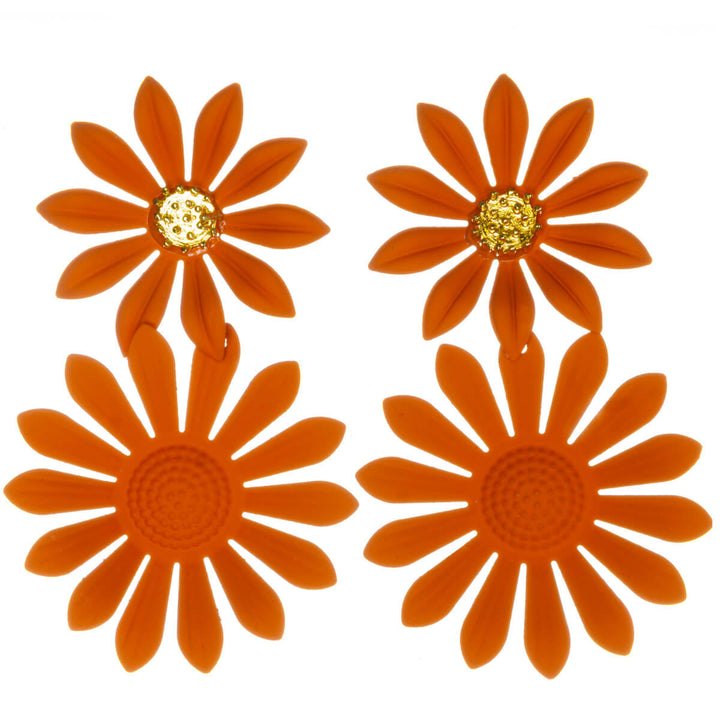 Colorful flower earrings – dangling design with narrow petals (316L stainless steel)