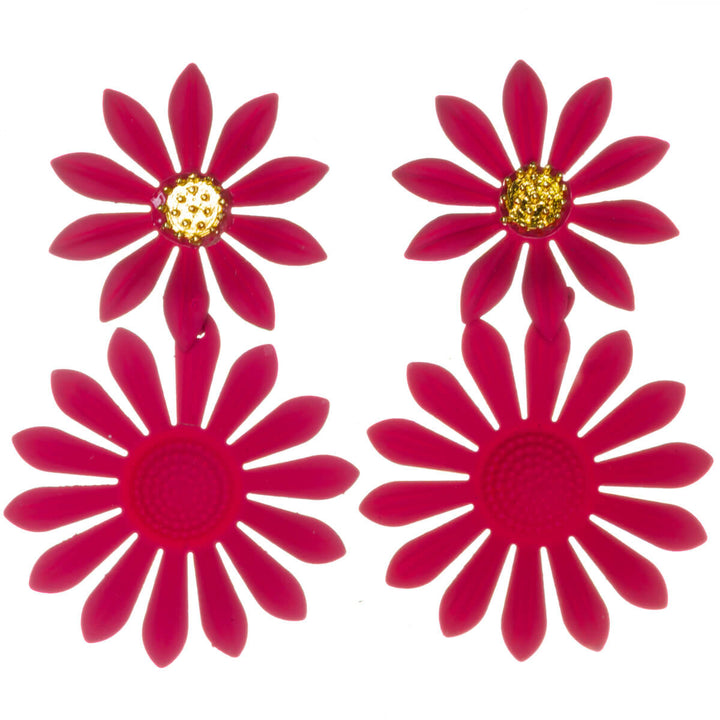 Colorful flower earrings – dangling design with narrow petals (316L stainless steel)