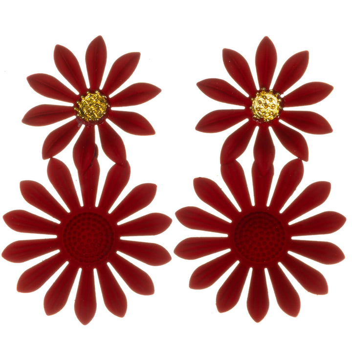 Colorful flower earrings – dangling design with narrow petals (316L stainless steel)