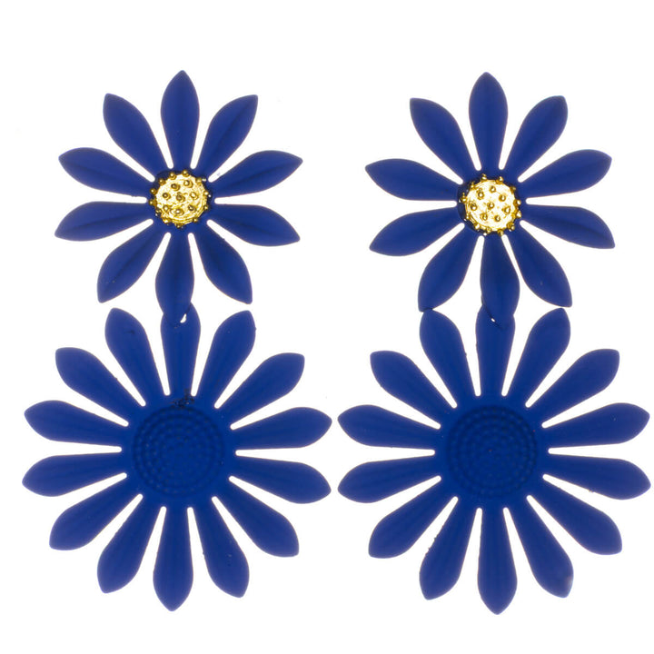 Colorful flower earrings – dangling design with narrow petals (316L stainless steel)