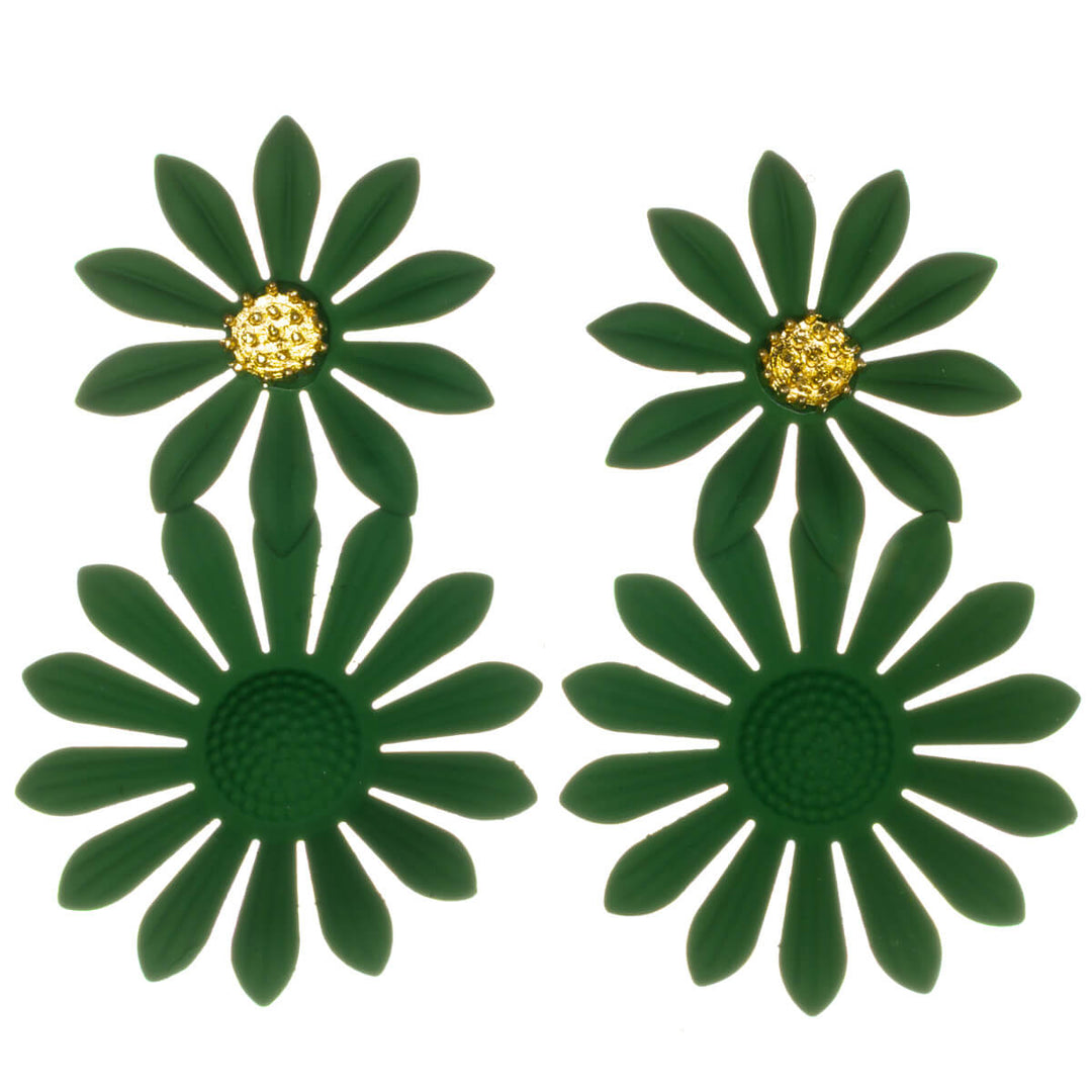 Colorful flower earrings – dangling design with narrow petals (316L stainless steel)