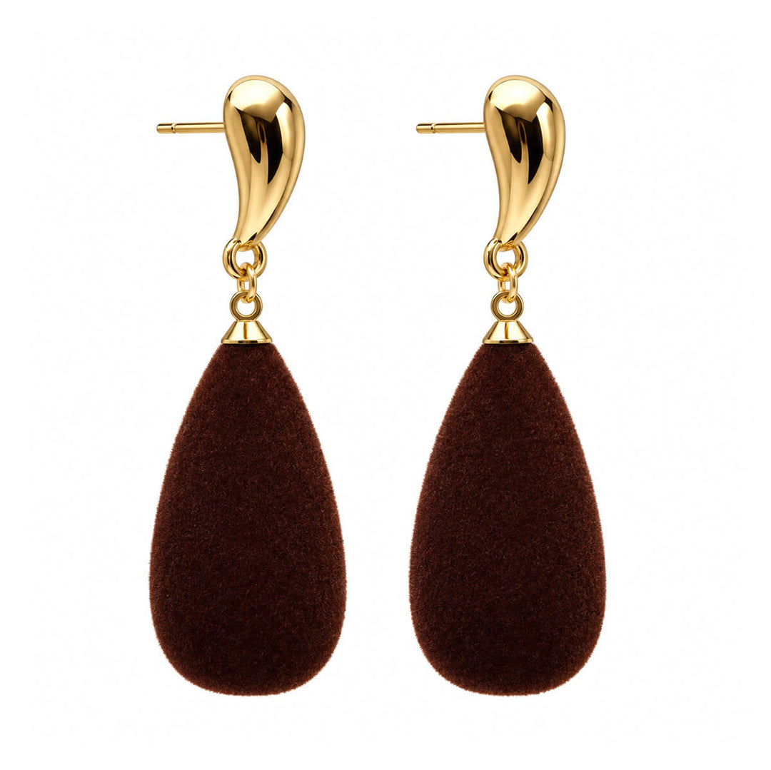 Brown Velvet Drop Earrings