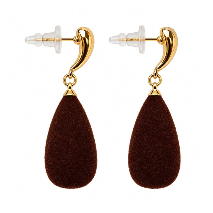Brown Velvet Drop Earrings