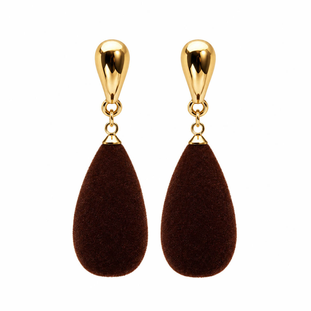 Brown Velvet Drop Earrings