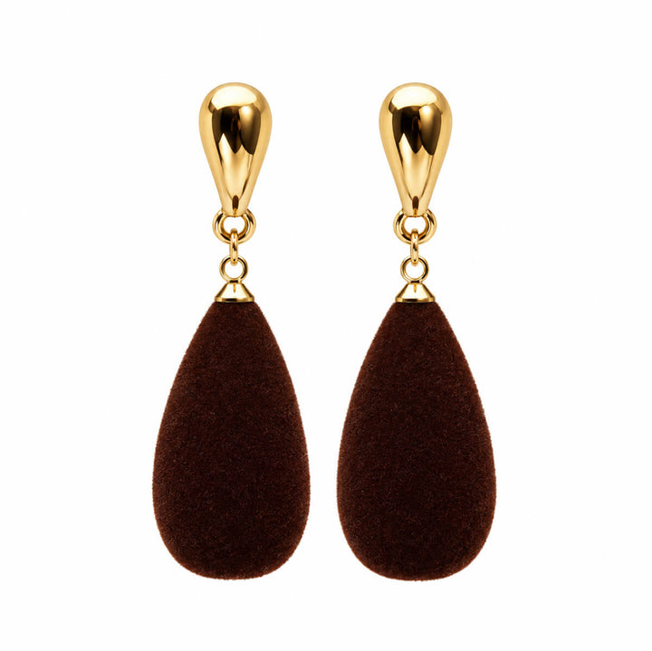 Brown Velvet Drop Earrings
