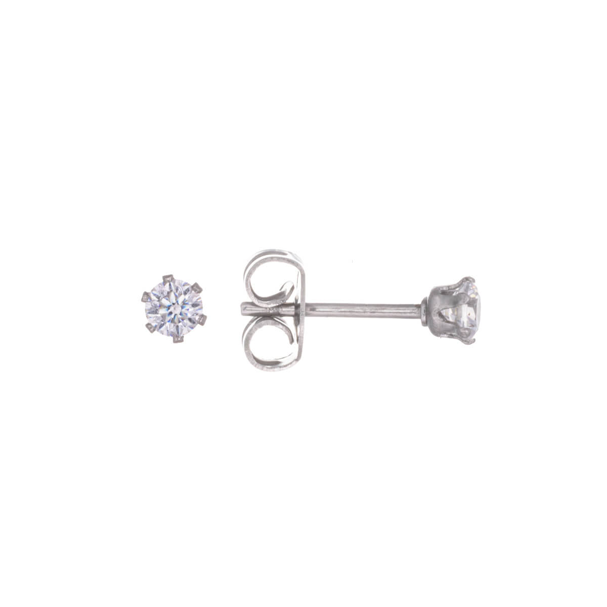 Round zirconia earrings 3mm (Steel 316L)