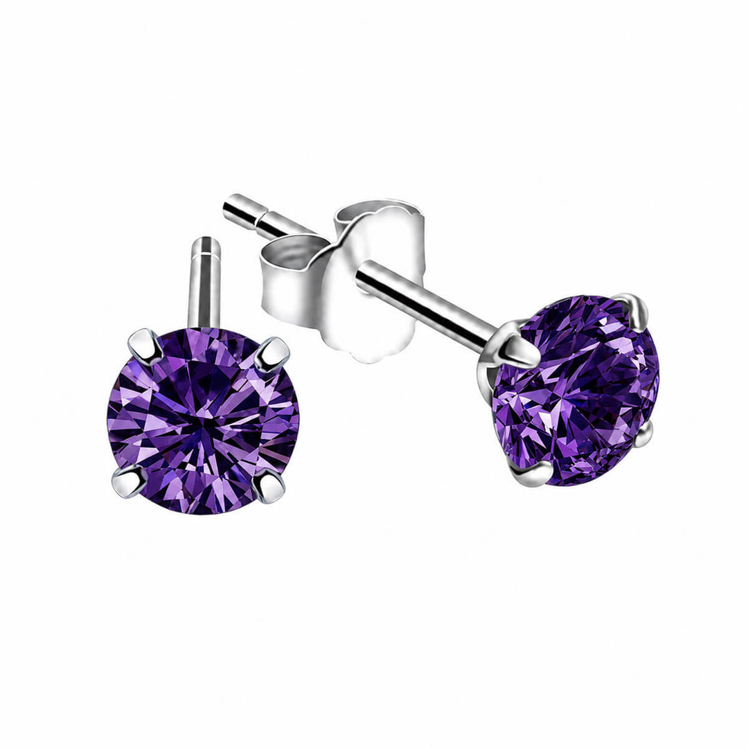 Värilliset pyöreät zirkonia korvakorut 5mm (Teräs 316L)