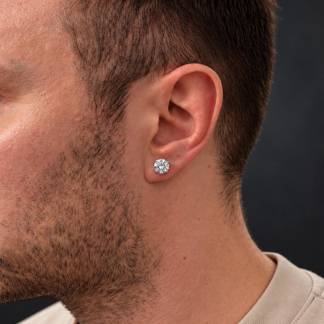 Round zirconia earrings 8mm (Steel 316L)