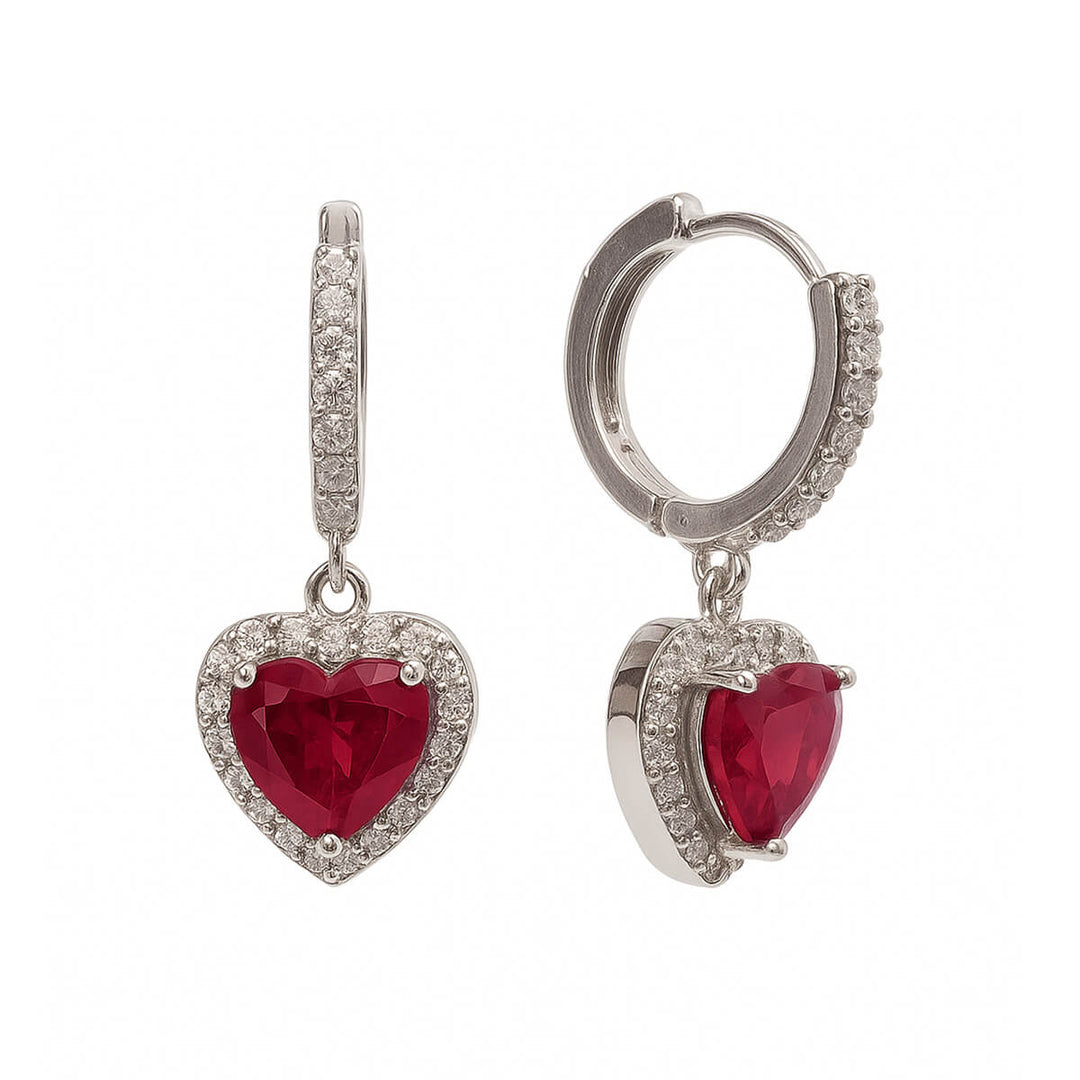 Zirconia heart pendant earring earrings