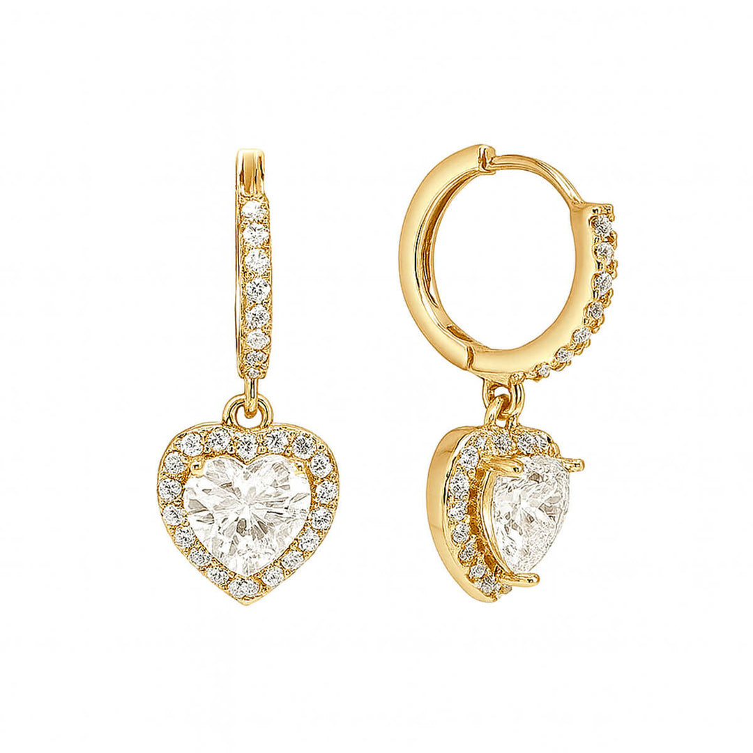 Zirconia heart pendant earring earrings