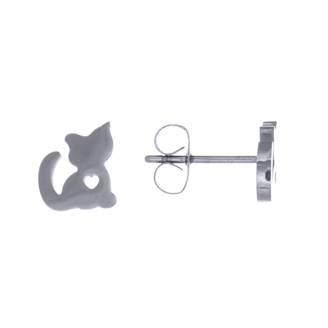 Cat earrings 8mm (Steel 316L)